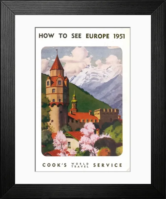 Framed Print : Cooks World Travel Service, How to See Europe, 1951 Framed Print : Cooks World Travel Service, How to See Europe, 1951