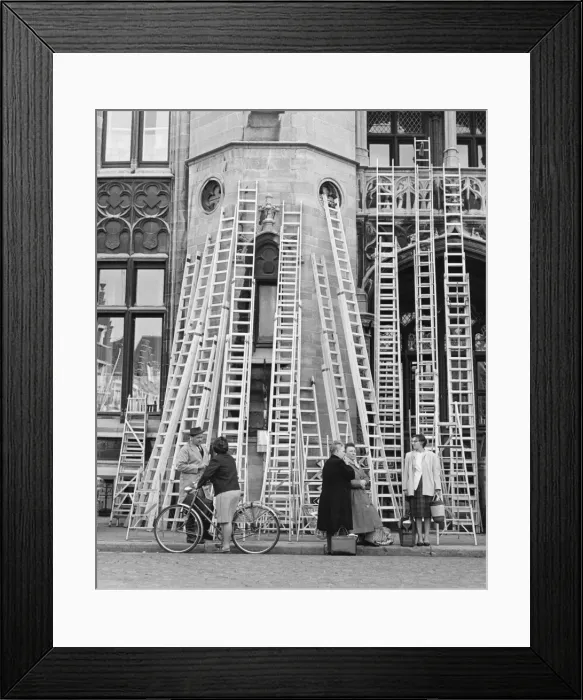 Framed Print : Large number of ladders on display Framed Print : Large number of ladders on display