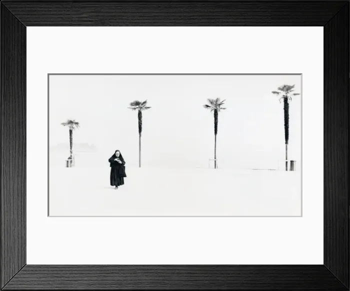 Framed Print : Nun with background of four palm trees Framed Print : Nun with background of four palm trees