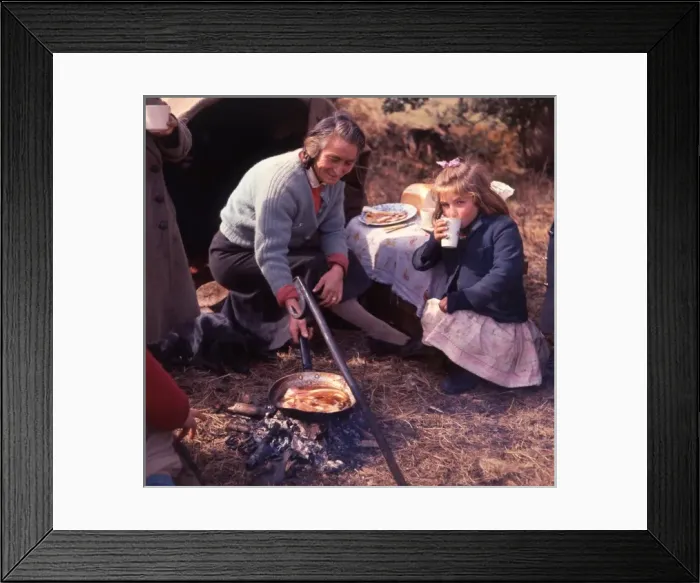 Framed Print : Gipsy woman cooking breakfast in the open air Framed Print : Gipsy woman cooking breakfast in the open air