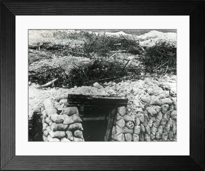 Framed Print : Trench entrance and sandbags, Northern France Framed Print : Trench entrance and sandbags, Northern France