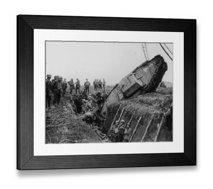 Framed Print : Soldiers and tank in trench Framed Print : Soldiers and tank in trench