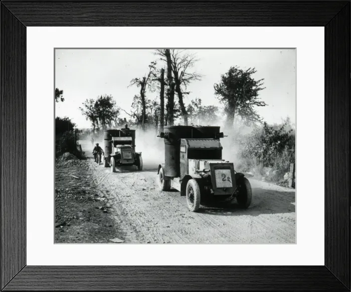 Framed Print : Armoured cars and motorcycle outrider Framed Print : Armoured cars and motorcycle outrider