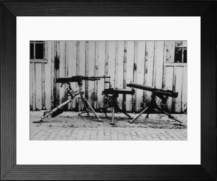 Framed Print : Three machine guns on display Framed Print : Three machine guns on display
