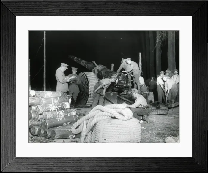 Framed Print : Large field gun at night
