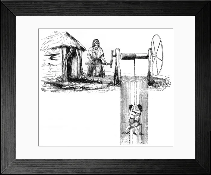 Framed Print : Boys being winched up a mine shaft at Halifax, Yorkshire Framed Print : Boys being winched up a mine shaft at Halifax, Yorkshire