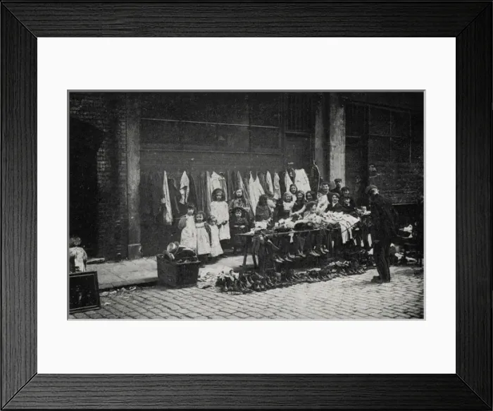 Framed Print : Old clothes stall, East End of London Framed Print : Old clothes stall, East End of London