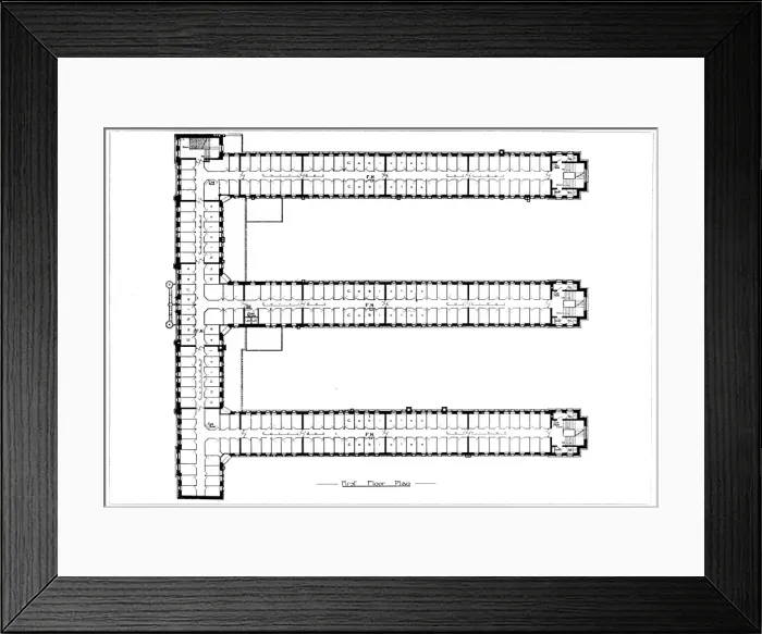 Framed Print : First Floor Plan, Rowton House, Camden, London Framed Print : First Floor Plan, Rowton House, Camden, London