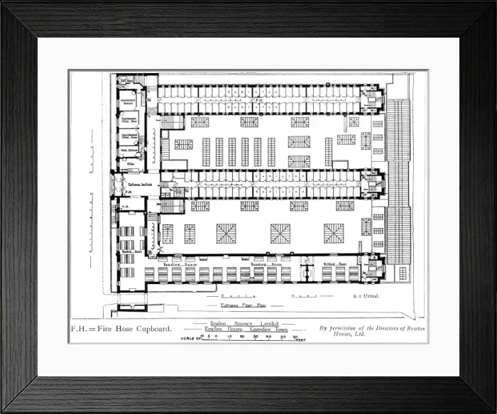 Framed Print : Entrance Floor Plan, Rowton House, Camden, London Framed Print : Entrance Floor Plan, Rowton House, Camden, London