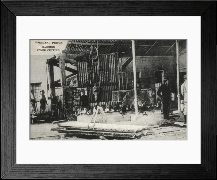 Framed Print : Machine stone cutting, Portland Prison, Dorset Framed Print : Machine stone cutting, Portland Prison, Dorset