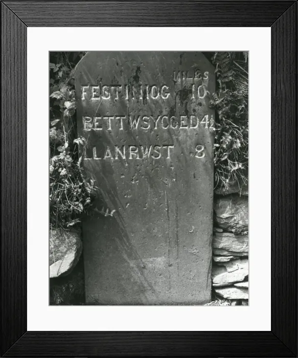 Framed Print : Slate milestone near Penmachno, North Wales Framed Print : Slate milestone near Penmachno, North Wales