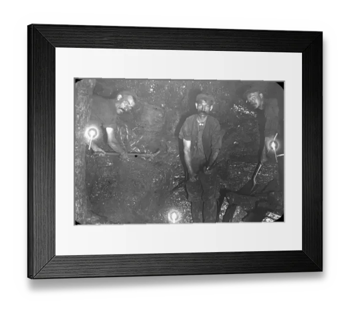 Framed Print : Coalface workers, Baldwins Level, Pontypool, South Wales Framed Print : Coalface workers, Baldwins Level, Pontypool, South Wales