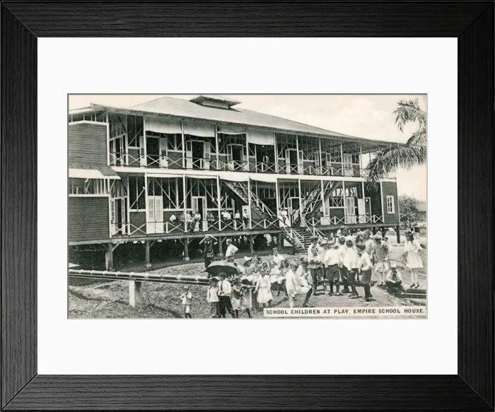 Framed Print : School Children at play, Empire School house Framed Print : School Children at play, Empire School house