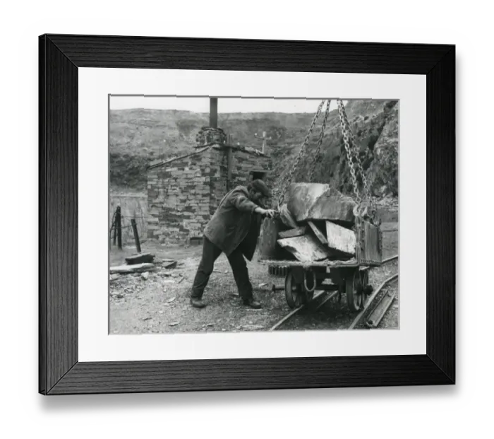 Framed Print : Lowering a tram, Penyrorsedd Slate Quarry, North Wales Framed Print : Lowering a tram, Penyrorsedd Slate Quarry, North Wales