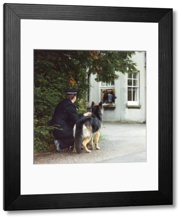 Framed Print : Training a police dog - catching a fleeing burglar Framed Print : Training a police dog - catching a fleeing burglar
