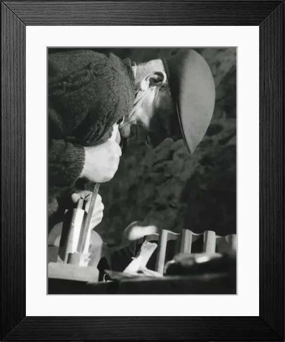 Framed Print : Carving a block, Dinorwig Slate Quarry, North Wales Framed Print : Carving a block, Dinorwig Slate Quarry, North Wales
