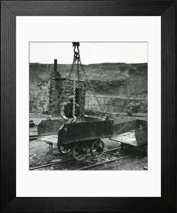 Framed Print : Lowering a tram, Penyrorsedd Slate Quarry, North Wales Framed Print : Lowering a tram, Penyrorsedd Slate Quarry, North Wales