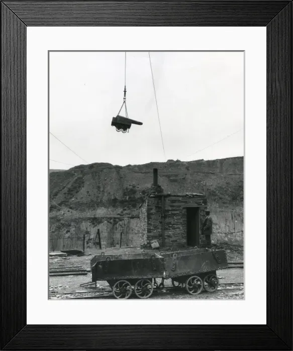 Framed Print : Lowering a tram, Penyrorsedd Slate Quarry, North Wales Framed Print : Lowering a tram, Penyrorsedd Slate Quarry, North Wales