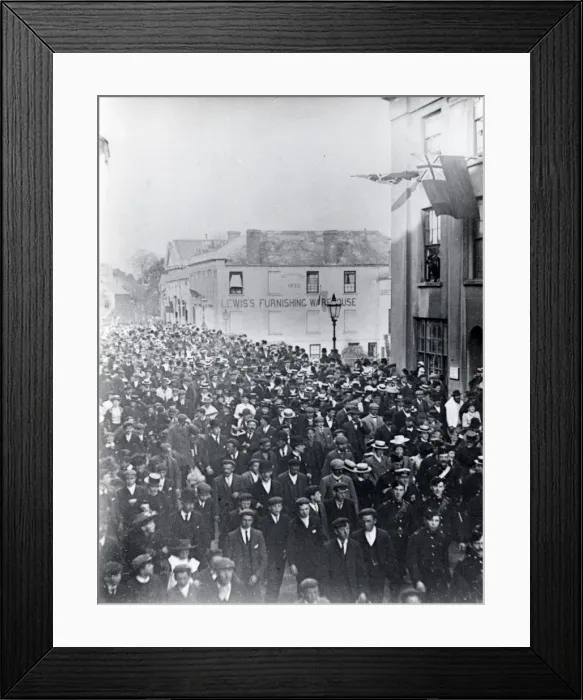 Framed Print : Crowds in Victoria Place, Haverfordwest, South Wales Framed Print : Crowds in Victoria Place, Haverfordwest, South Wales