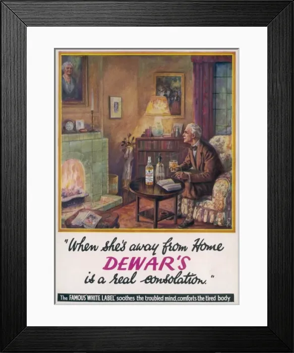 Framed Print : Dewars advertisement Framed Print : Dewars advertisement