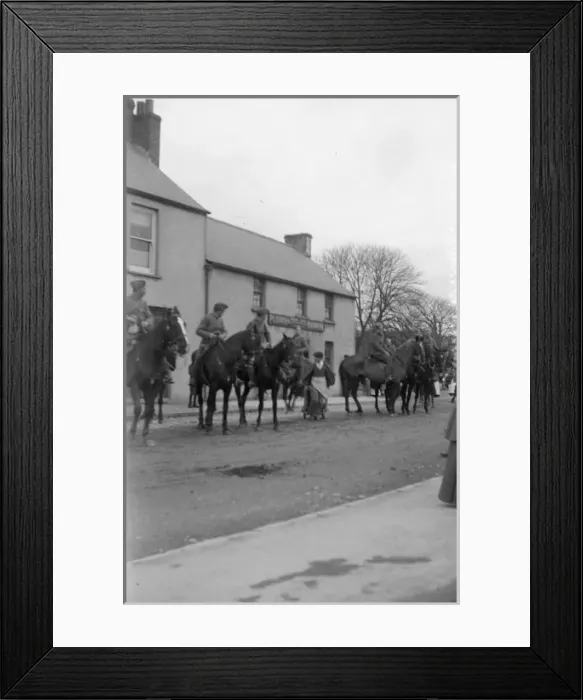 Framed Print : Cavalry parade outside pub, Haverfordwest, South Wales Framed Print : Cavalry parade outside pub, Haverfordwest, South Wales
