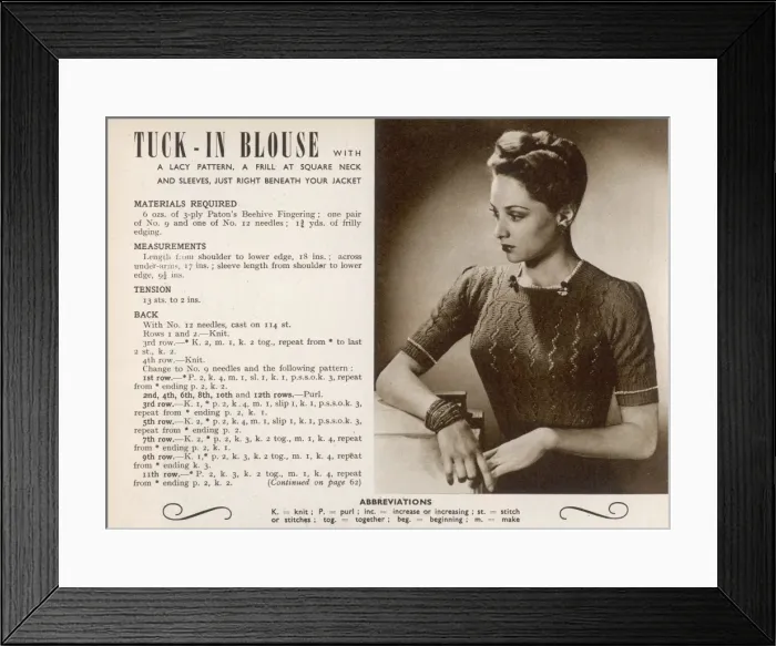 Framed Print : Knitting pattern Framed Print : Knitting pattern