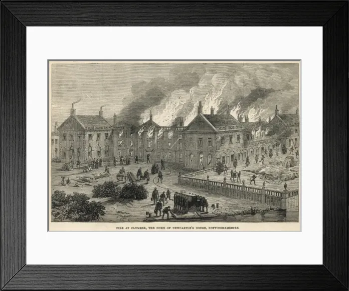 Framed Print : Fire at Clumber House Framed Print : Fire at Clumber House