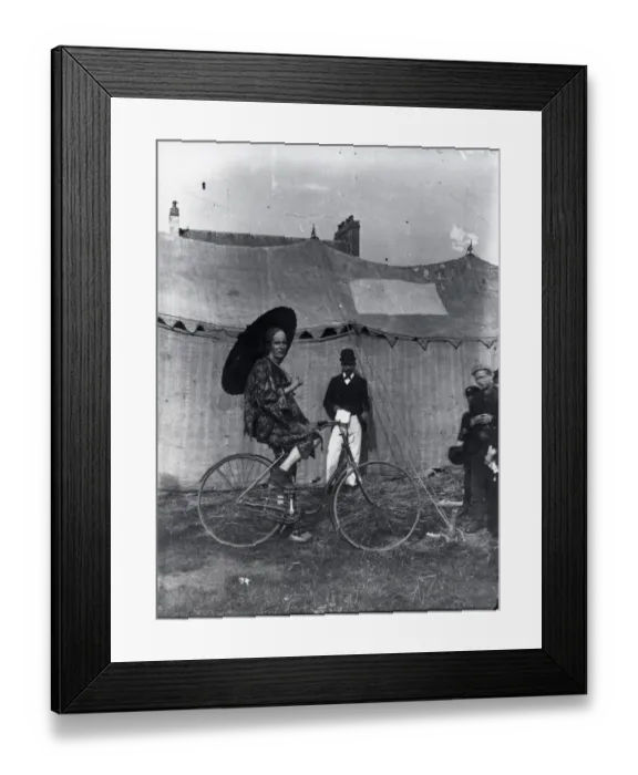 Framed Print : Sangers Circus cyclist, Haverfordwest, South Wales Framed Print : Sangers Circus cyclist, Haverfordwest, South Wales