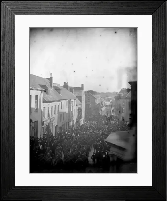 Framed Print : Election crowds in High Street, Haverfordwest, South Wales Framed Print : Election crowds in High Street, Haverfordwest, South Wales