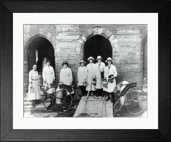 Framed Print : Municipal Dairy women, South Wales Framed Print : Municipal Dairy women, South Wales