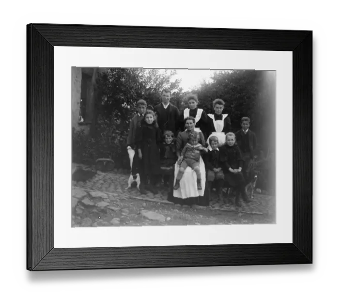 Framed Print : Family group in garden, South Wales Framed Print : Family group in garden, South Wales