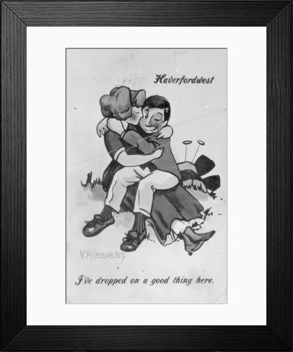 Framed Print : Comic holiday postcard, Haverfordwest, South Wales Framed Print : Comic holiday postcard, Haverfordwest, South Wales