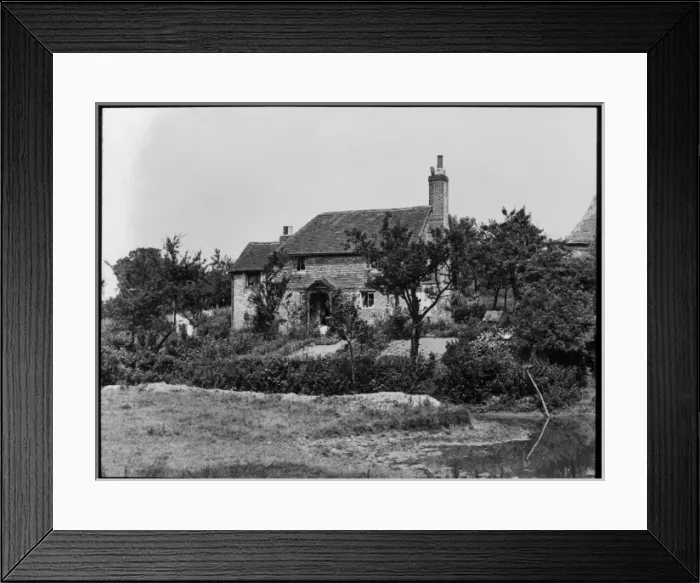 Framed Print : Unidentified house with pond in the foreground Framed Print : Unidentified house with pond in the foreground