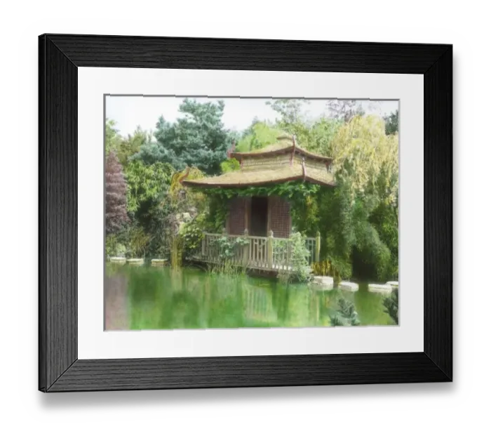 Framed Print : Japanese tea house and pool Framed Print : Japanese tea house and pool