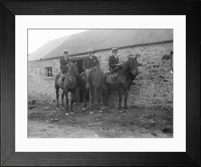 Framed Print : Three people on horseback, Tregwynt, West Wales Framed Print : Three people on horseback, Tregwynt, West Wales