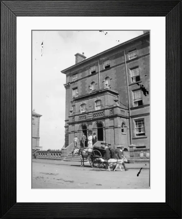 Framed Print : People outside a Pembrokeshire boarding house Framed Print : People outside a Pembrokeshire boarding house