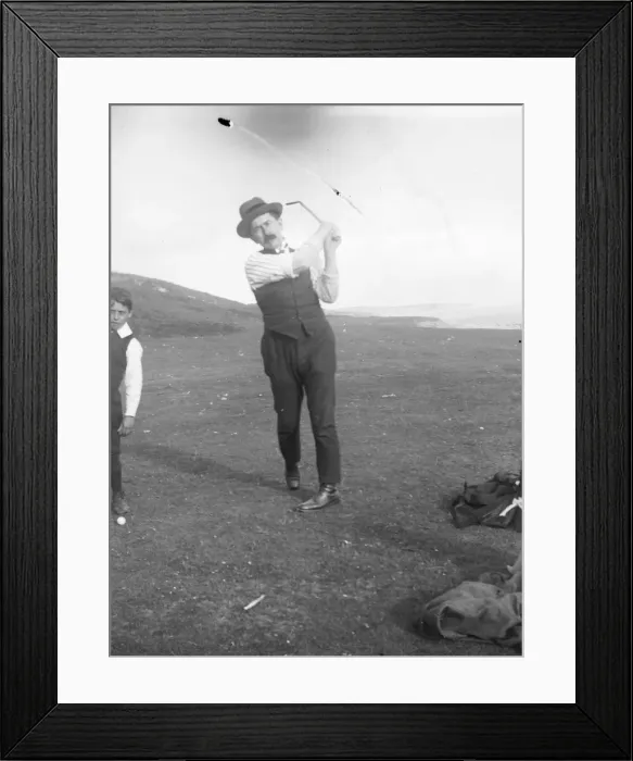 Framed Print : Edwardian golfer on the Pembrokeshire coast Framed Print : Edwardian golfer on the Pembrokeshire coast