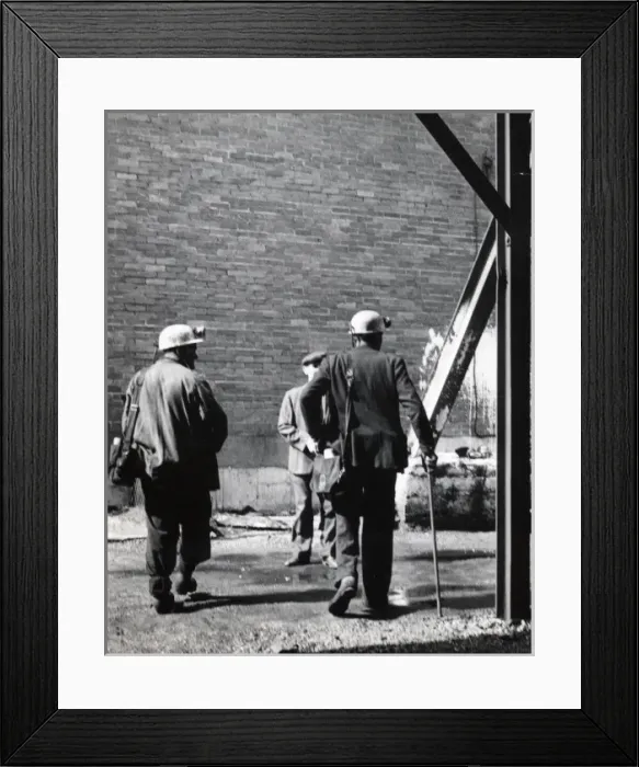 Framed Print : Miners with colliery official, South Wales Framed Print : Miners with colliery official, South Wales