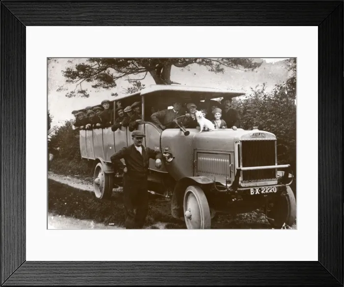 Framed Print : Miners outing in a charabanc, South Wales Framed Print : Miners outing in a charabanc, South Wales