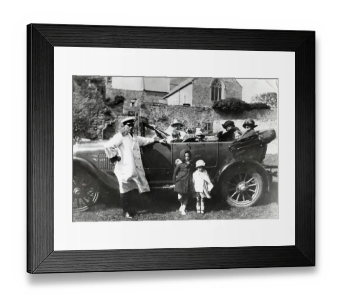 Framed Print : Family car with passengers and chauffeur, South Wales Framed Print : Family car with passengers and chauffeur, South Wales