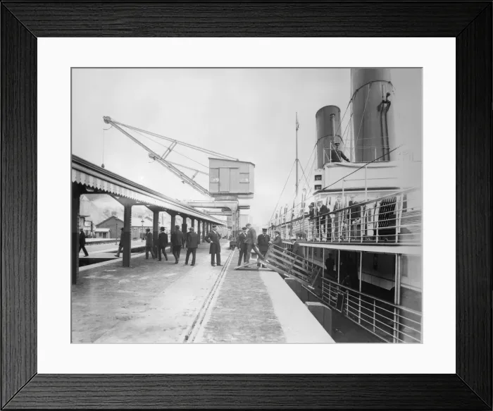 Framed Print : Fishguard Harbour and Railway Station, South Wales Framed Print : Fishguard Harbour and Railway Station, South Wales