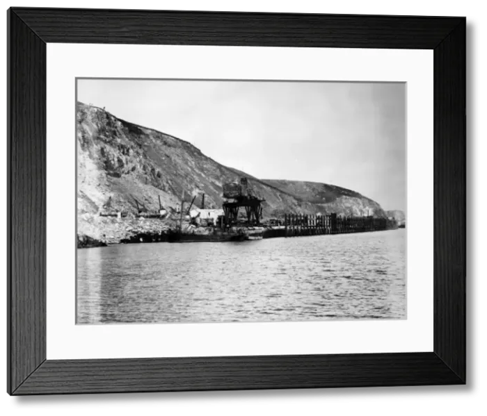 Framed Print : Fishguard Harbour Railway Station construction, South Wales Framed Print : Fishguard Harbour Railway Station construction, South Wales