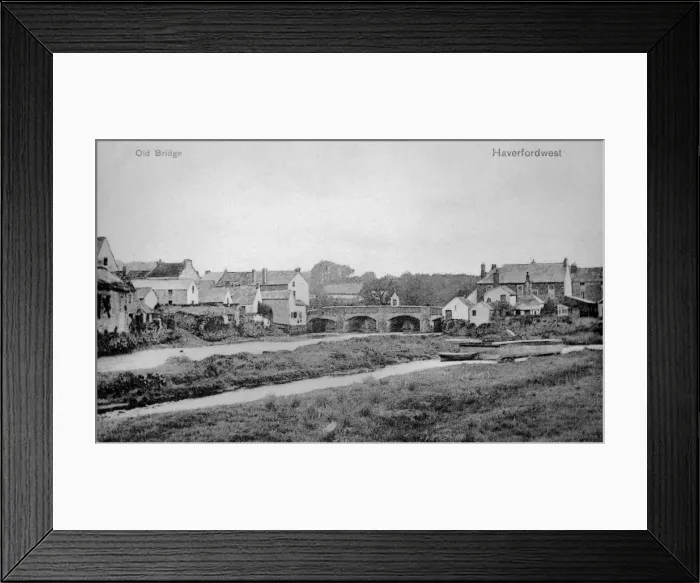 Framed Print : View of the Old Bridge, Haverfordwest, South Wales Framed Print : View of the Old Bridge, Haverfordwest, South Wales