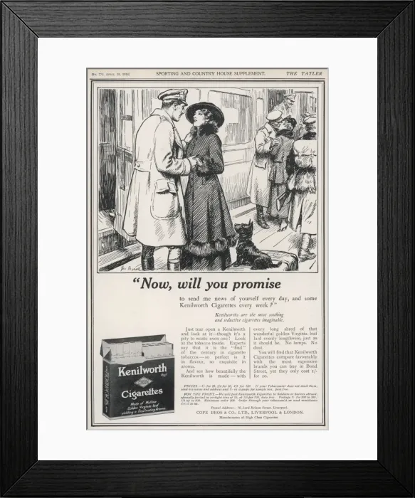 Framed Print : Kenilworth Cigarettes ad, World War I Framed Print : Kenilworth Cigarettes ad, World War I
