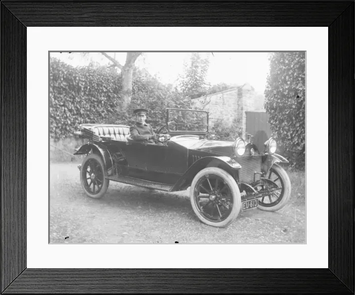 Framed Print : Chauffeur with motor car, Crickhowell, Powys, Mid Wales Framed Print : Chauffeur with motor car, Crickhowell, Powys, Mid Wales