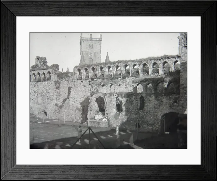 Framed Print : Tennis court, Bishops Palace, St Davids, South Wales Framed Print : Tennis court, Bishops Palace, St Davids, South Wales
