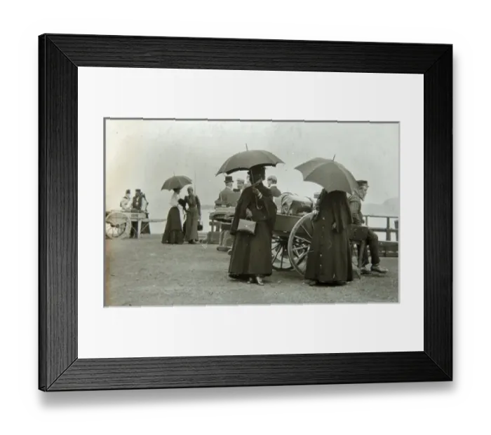 Framed Print : Edwardian passengers waiting to board a boat Framed Print : Edwardian passengers waiting to board a boat