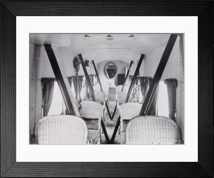 Framed Print : Interior of early London to Paris passenger aircraft Framed Print : Interior of early London to Paris passenger aircraft