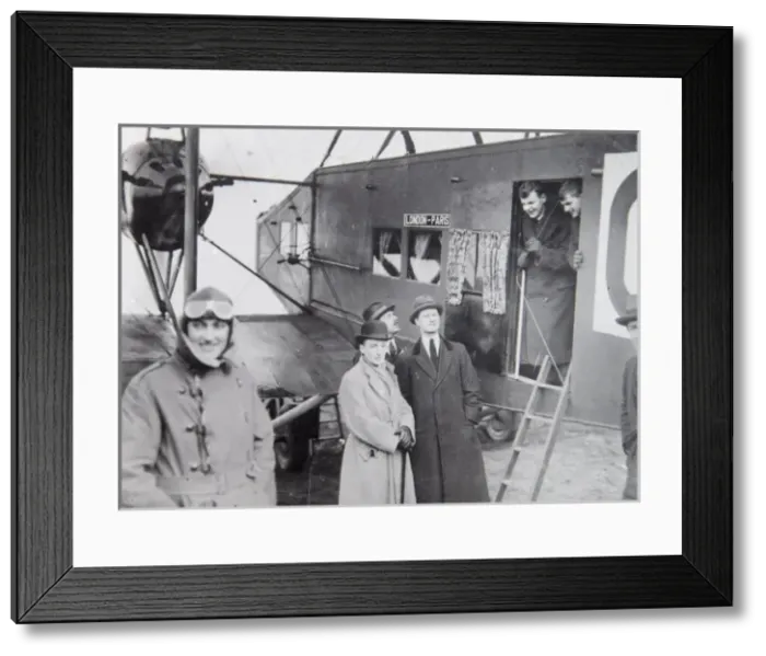 Framed Print : Early London to Paris flight, aircraft and passengers Framed Print : Early London to Paris flight, aircraft and passengers