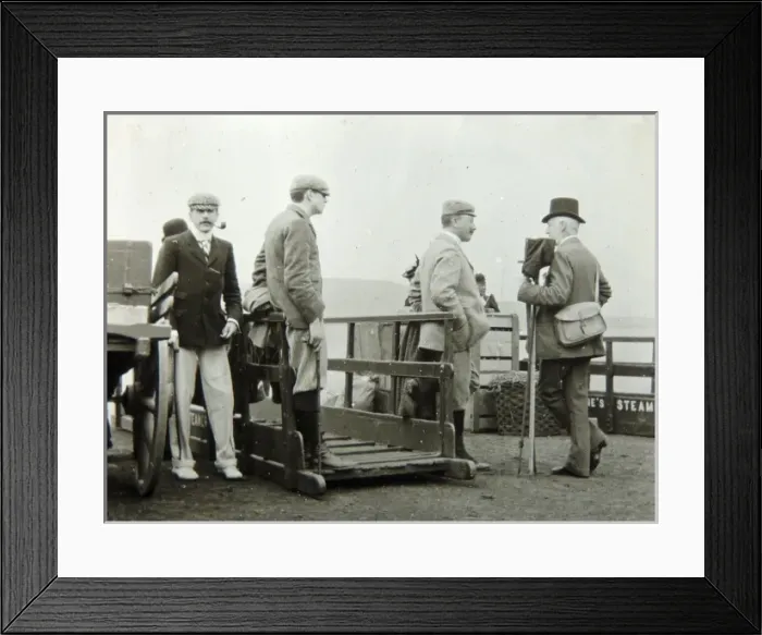 Framed Print : Edwardian passengers waiting to board a boat Framed Print : Edwardian passengers waiting to board a boat